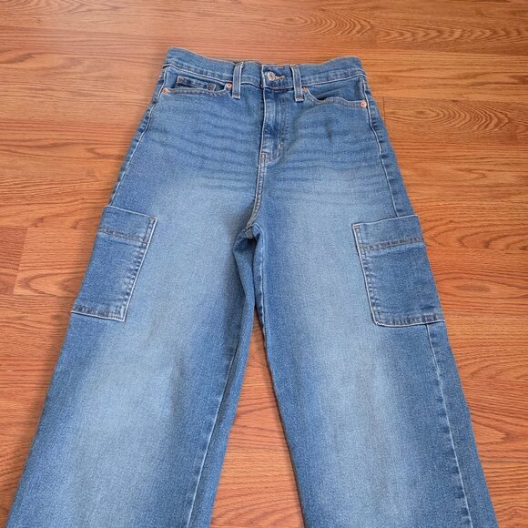 Signature Levi Strauss Heritage Jeans Blue Carpenter Faded Loose W26 Hip Pockets - Picture 1 of 15